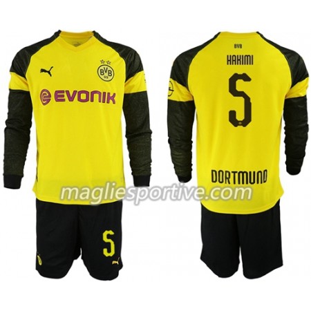 Completo Calcio Borussia Dortmund Hakimi 5 Bambino Divisa Prima 2018/2019 ML